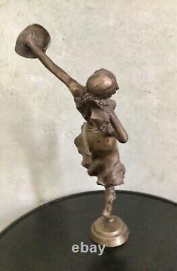 P. Sega Art New Old Great Sculpture Bronze Dancer, Scissors, Signed