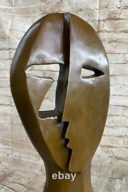 Pablo Picasso Double Faces Done Bronze Sculpture Marble Base Figurine Art