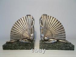 Pair Of Silver Bronze Sculpture Art Deco Statuette At The Herhy