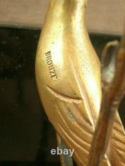 Paire De Serre Book Sculpture Art Deco En Bronze Birds Signed I. Rochard