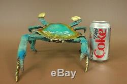 Patina Art Deco Blue Crab Lobster 100% Solid Bronze Sculpture Figurine