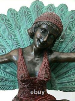 Pellier M Sculpture Bronze Art Deco Dancer Paon