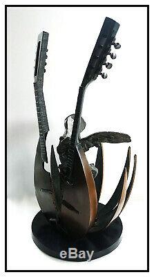 Pierre Arman Original Bronze Sculpture Signed Large Striped Mandolin Music Art