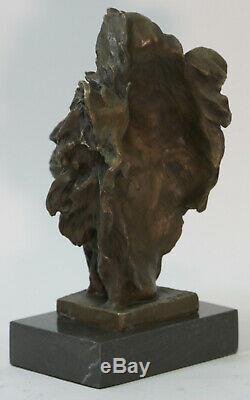 Pure Copper Bronze Art Sculpture Marble Abstract Fu Foo Dog Lion Statue Wax