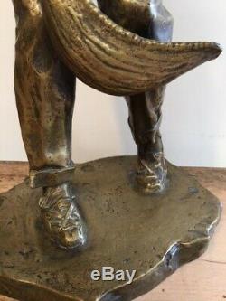 R. Delandre Sculpture Statue Bronze Chistera Circa 1930 Art Deco Antique Vintage