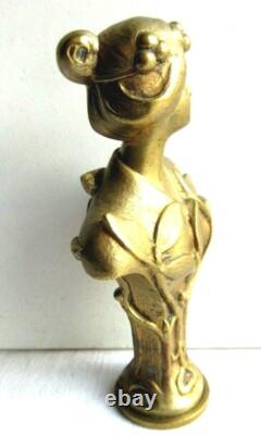 RARE Bronze Sculpture Art Nouveau Jugendstil, Seal Woman with Mistletoe