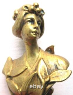 RARE Bronze Sculpture Art Nouveau Jugendstil, Seal Woman with Mistletoe