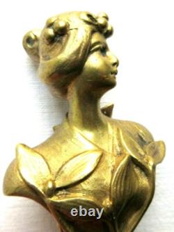RARE Bronze Sculpture Art Nouveau Jugendstil, Seal Woman with Mistletoe