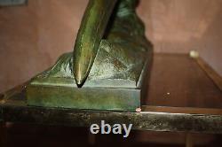 RARE SCULPTURE ART DECO 1930 Signed R. POLLIN Patinated Bronze Terracotta Pheasant