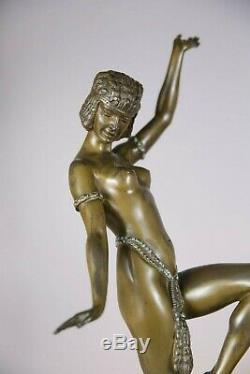 Rare And Imposing Bronze Sculpture Time Art Deco 1930 Egyptian Dancer