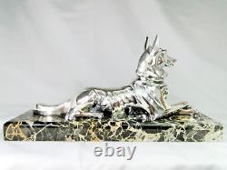 Rare Art Deco Silvered Bronze Sculpture Signed H. Petrilly Spirit of Lavroff