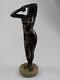 Rare Art Nouveau Nude Bronze Sculpture / Position Stand With Marble Base Figurine