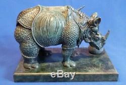 Rare Bronze Art Salvador Dali Dürerien Rhino Dressed In Lace Sculptur