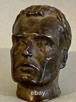 Rare Bronze Face Head Bust Man Test Test Hc 1900 Art Deco To Identify