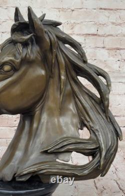 Rare Bronze Sculpture Statue Superb Horse Trophy Bust Figure Signed Art