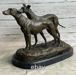 Rare Grand, Art Deco Modernist Greyhound Dog Bronze Sculpture