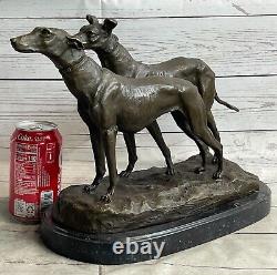 Rare Grand, Art Deco Modernist Greyhound Dog Bronze Sculpture