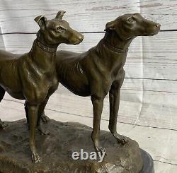 Rare Grand, Art Deco Modernist Greyhound Dog Bronze Sculpture