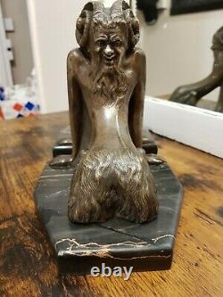Rare Greenhouse Book Art Deco Statue Sculpture Devil In Silver Bronze Signed
