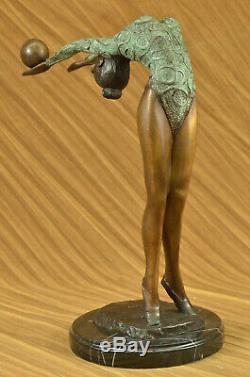 Rare Original Art Deco Sports Gymnast Bronze Statue Marble Base Figure