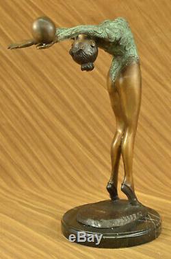 Rare Original Art Deco Sports Gymnast Bronze Statue Marble Base Figure