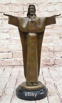 Religious Sculpture Fine Art Bronze Open Christ Jesus Redeemer Statue