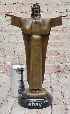 Religious Sculpture Fine Art Bronze Open Christ Jesus Redeemer Statue