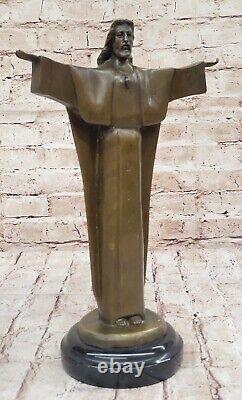 Religious Sculpture Fine Art Bronze Open Christ Jesus Redeemer Statue