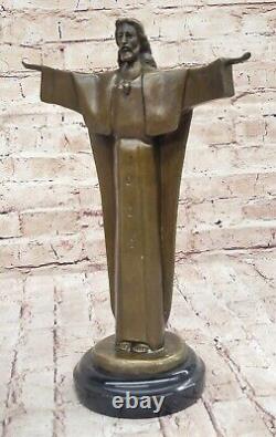 Religious Sculpture Fine Art Bronze Open Christ Jesus Redeemer Statue