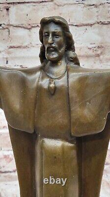 Religious Sculpture Fine Art Bronze Open Christ Jesus Redeemer Statue