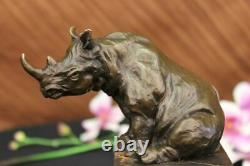Rhinoceros Bronze Bull Sculpture Art Deco Style Signed Original Milo Deal