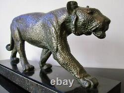 Rulas Animal Sculpture Art Deco Bronze Patina. Panther