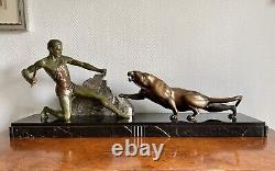 SCULPTURE NUDE HUNTER BRONZE ART DECO SIGNED BRAULT Ca. 1925-1930