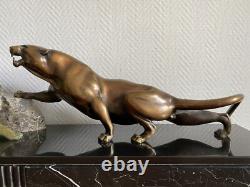 SCULPTURE STATUE NAKED MAN HUNTER BRONZE ART DECO SIGNED BRAULT Ca. 1925-1930