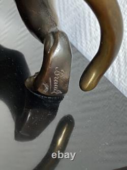 SCULPTURE STATUE NAKED MAN HUNTER BRONZE ART DECO SIGNED BRAULT Ca. 1925-1930