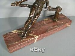 Sailor Helmsman Athlete Nude Sculpture Art Deco Bronze Signed Marcel Guillemard