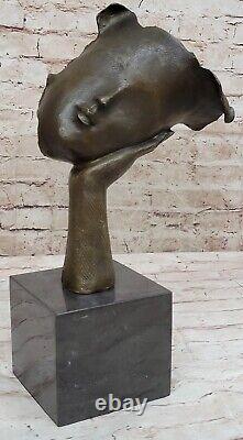 Salvador Dali Modern Art Resting Girl Bronze Bust Statue Sculpture Figurine