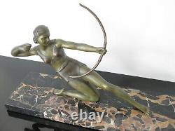 Salvatore Melani Former Sculpture Diane Chasseresse Art Deco In Bronze