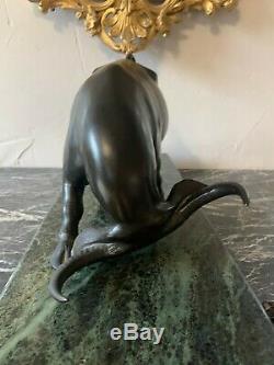 School Of Applied Arts In Bien Hoa, Buffalo Charging Bronze With Brown Patina