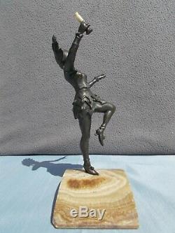 Sculpture Art Deco 30s Woman Cabaret Dancer Statue Regulates Bronze