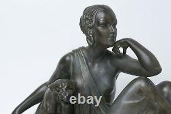 Sculpture Art Deco Armand Godard Lady With Panther