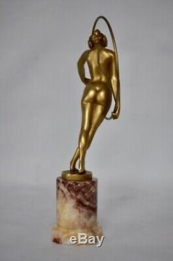 Sculpture Art Deco Bronze Dancer Hoop Louis Sosson