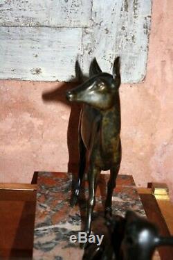 Sculpture Art Deco Irenée Rochard Biches Fawn Regule Patina Bronze