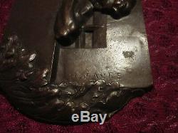 Sculpture Bas Relef Plate Signed Bronze Art Deco 1940 'ww2 Wwii Wk2 Wkii Stalag