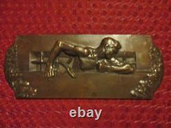 Sculpture Base Relef Plate Signee Bronze Art Deco 1940' Ww2 Wwii Wk2 Wkii Stalag