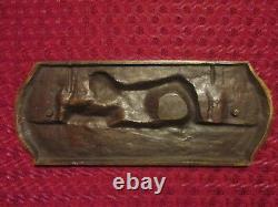 Sculpture Base Relef Plate Signee Bronze Art Deco 1940' Ww2 Wwii Wk2 Wkii Stalag