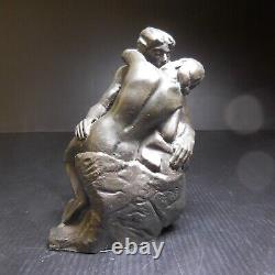 Sculpture Bronze Statue Reproduction Le Baiser Rodin Vintage Art France N7817