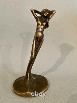 Sculpture Bronze Woman Art Nouveau Deco Judgendstil 1900 Signed To Identify