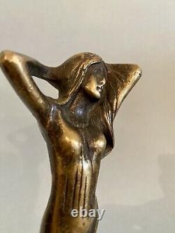 Sculpture Bronze Woman Art Nouveau Deco Judgendstil 1900 Signed To Identify