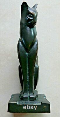 Sculpture Chat Assis Bronze Art Deco 20cm Martel Bequerel Csaky